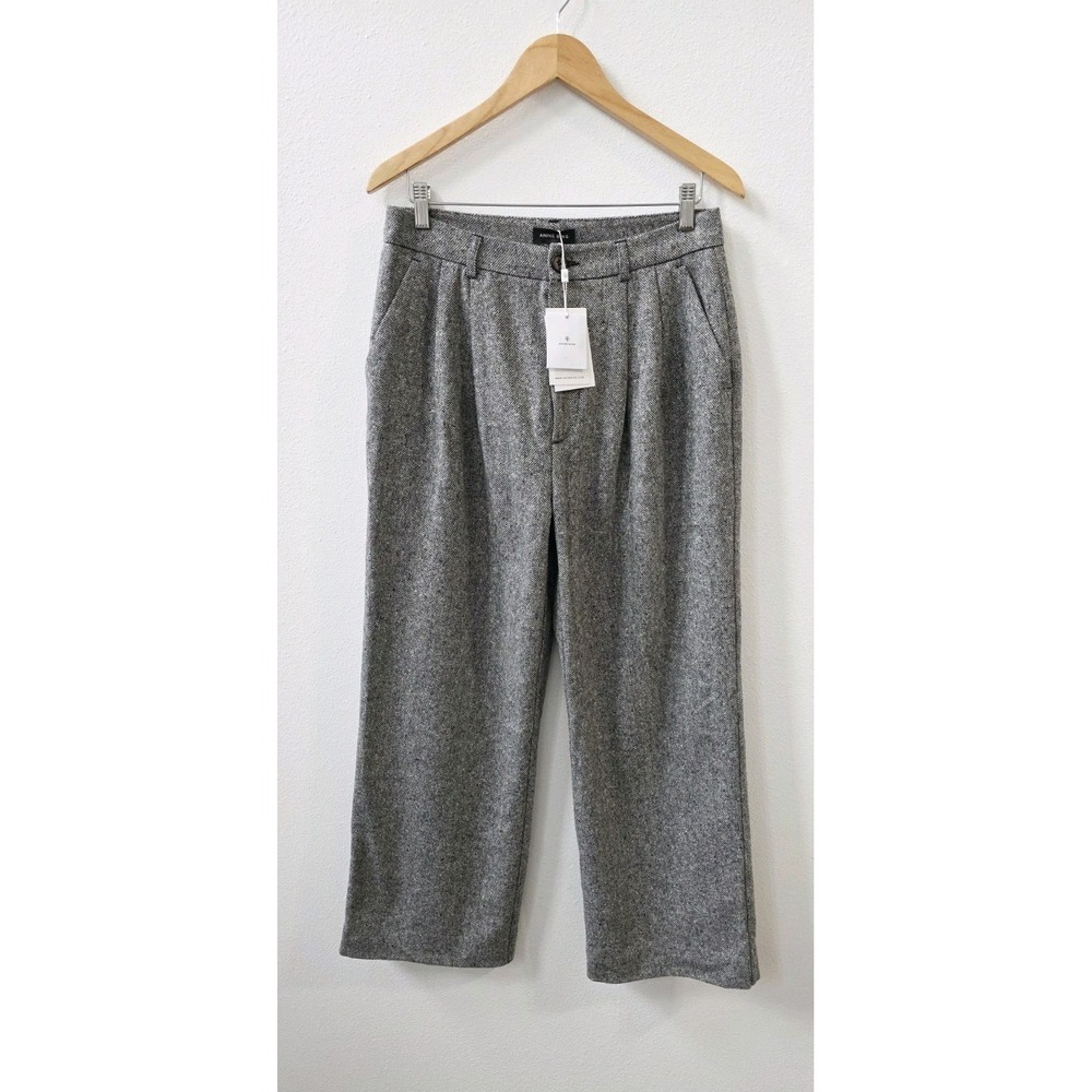 ANINE BING Carrie Wool Trousers Women's Size 8 High Rise Wide Leg Lined $400